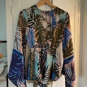 ASOS deep v beach tropical cover up size 0